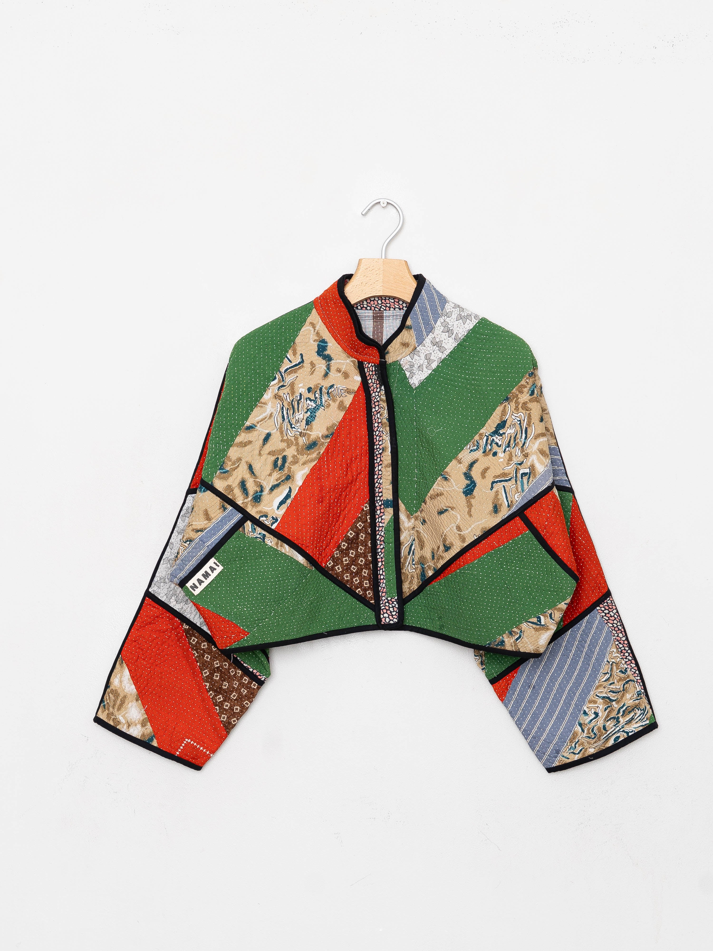 The Kaira Cropped Quilted Patchwork Kantha Jacket