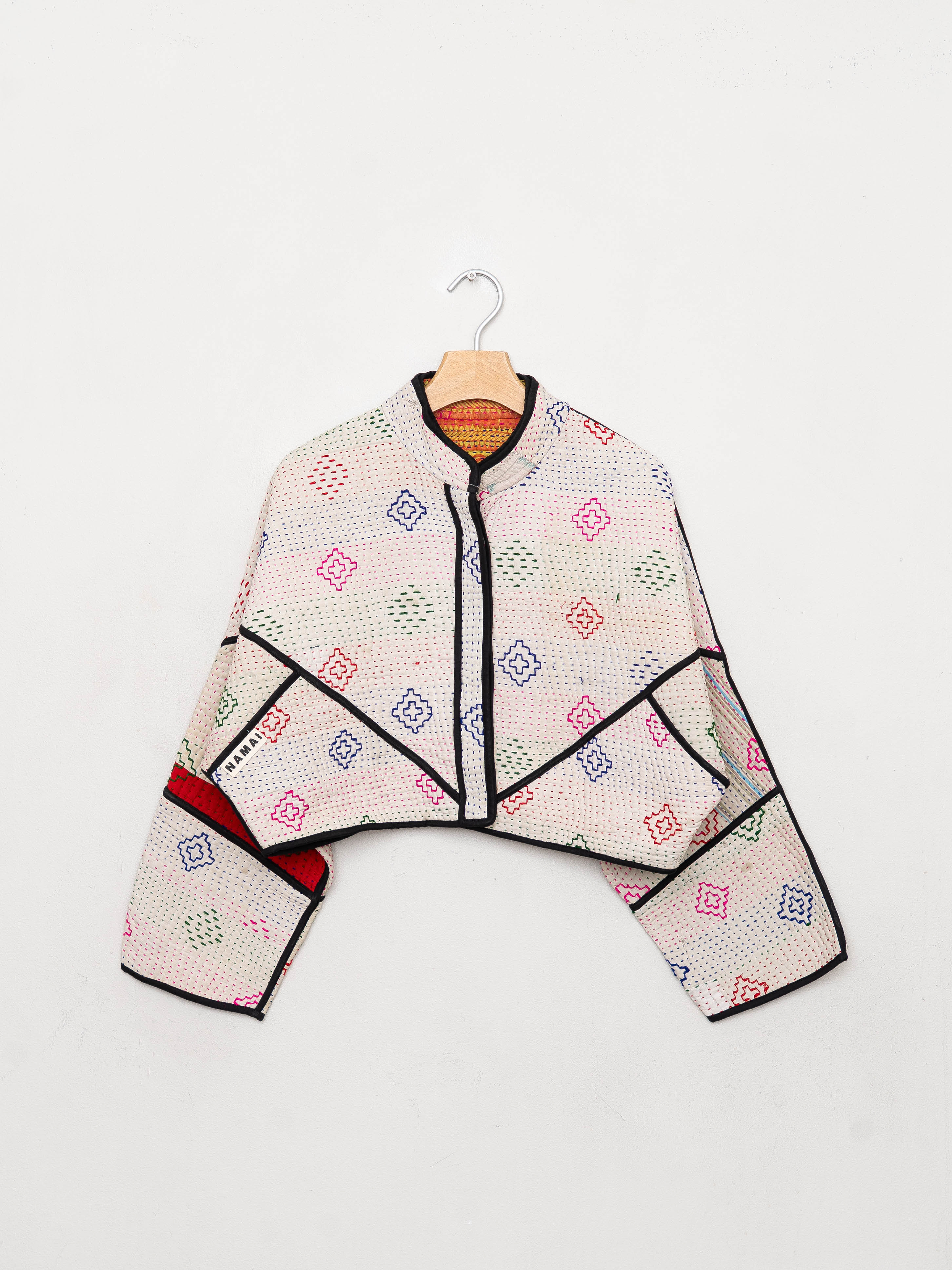 The Kaira Cropped Quilted Patchwork Kantha Jacket
