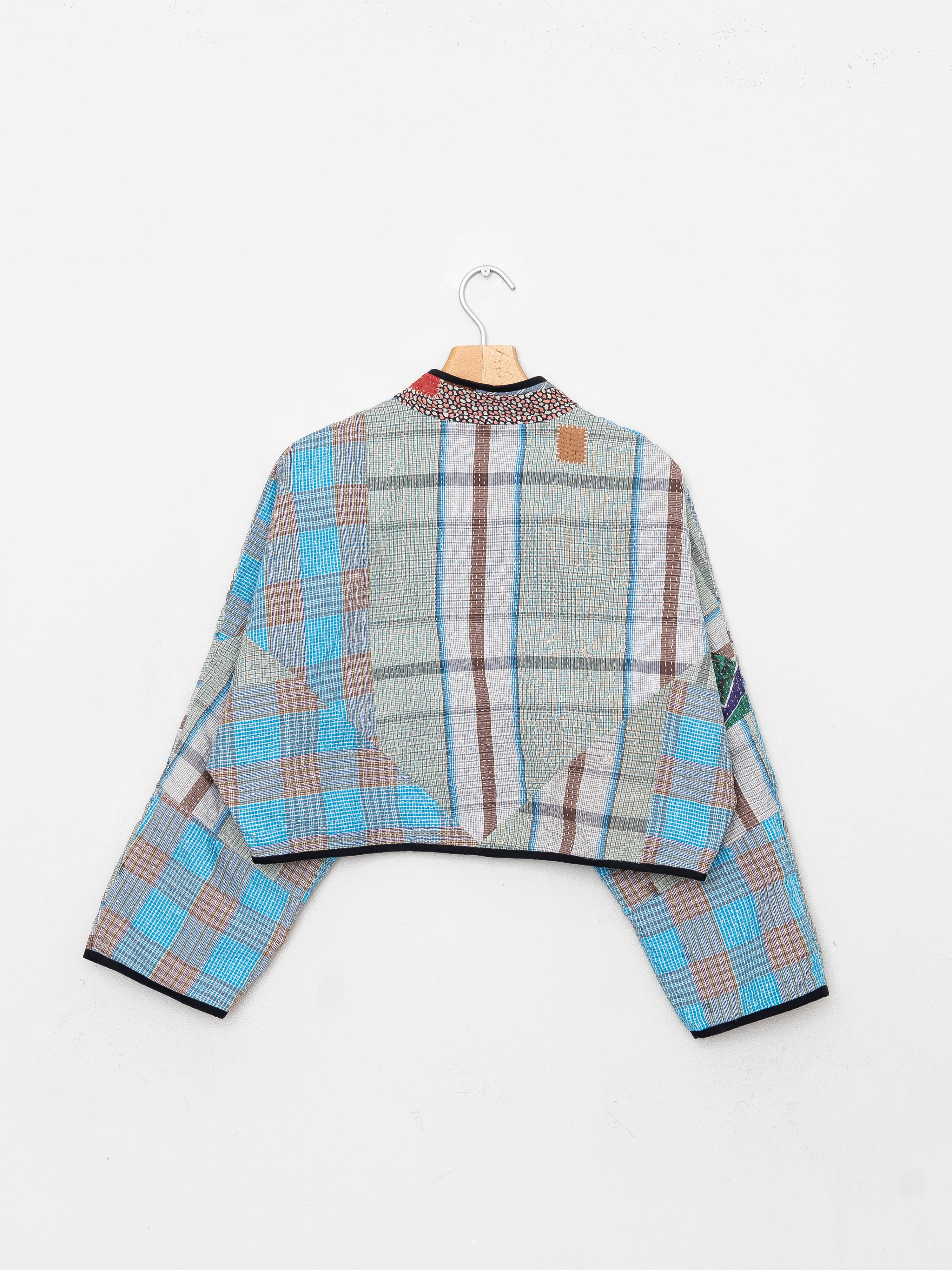 The Kaira Cropped Quilted Patchwork Kantha Jacket