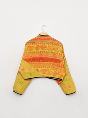The Kaira Cropped Quilted Patchwork Kantha Jacket
