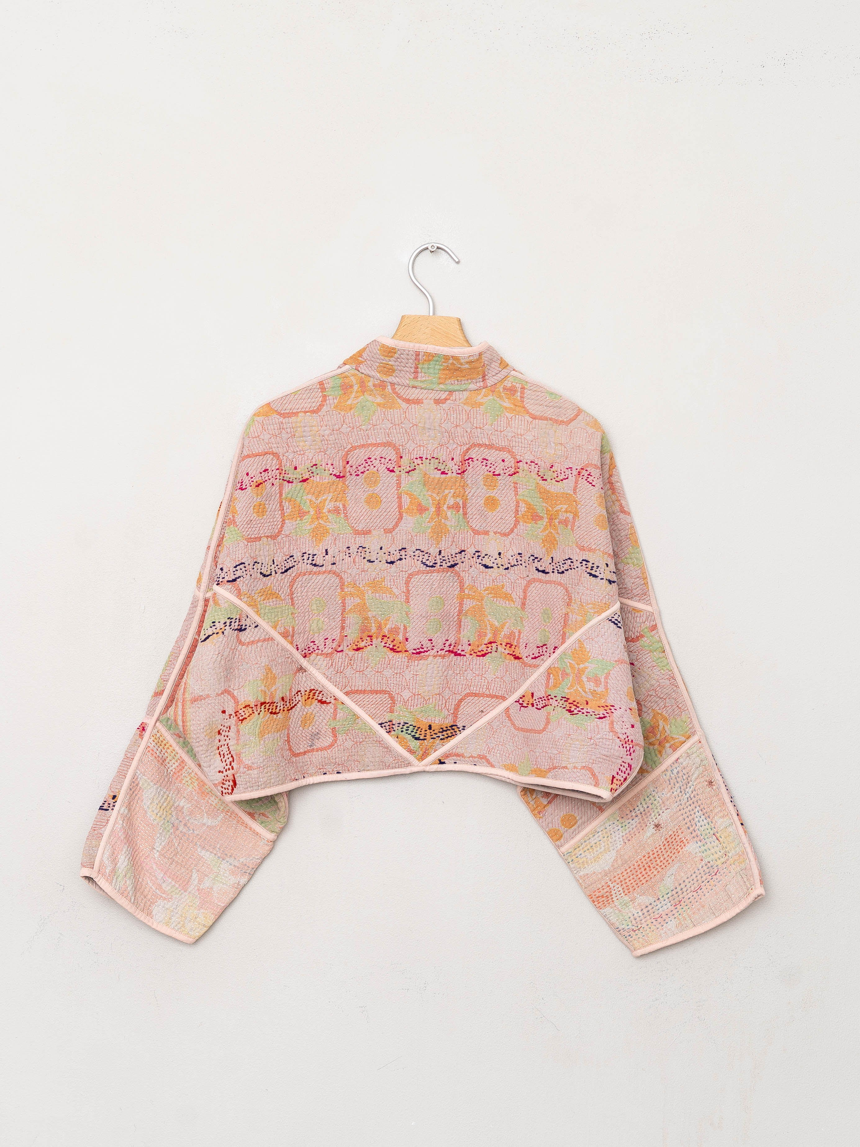 The Kaira Cropped Quilted Patchwork Kantha Jacket