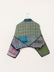 The Kaira Cropped Quilted Patchwork Kantha Jacket