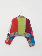The Kaira Cropped Quilted Patchwork Kantha Jacket