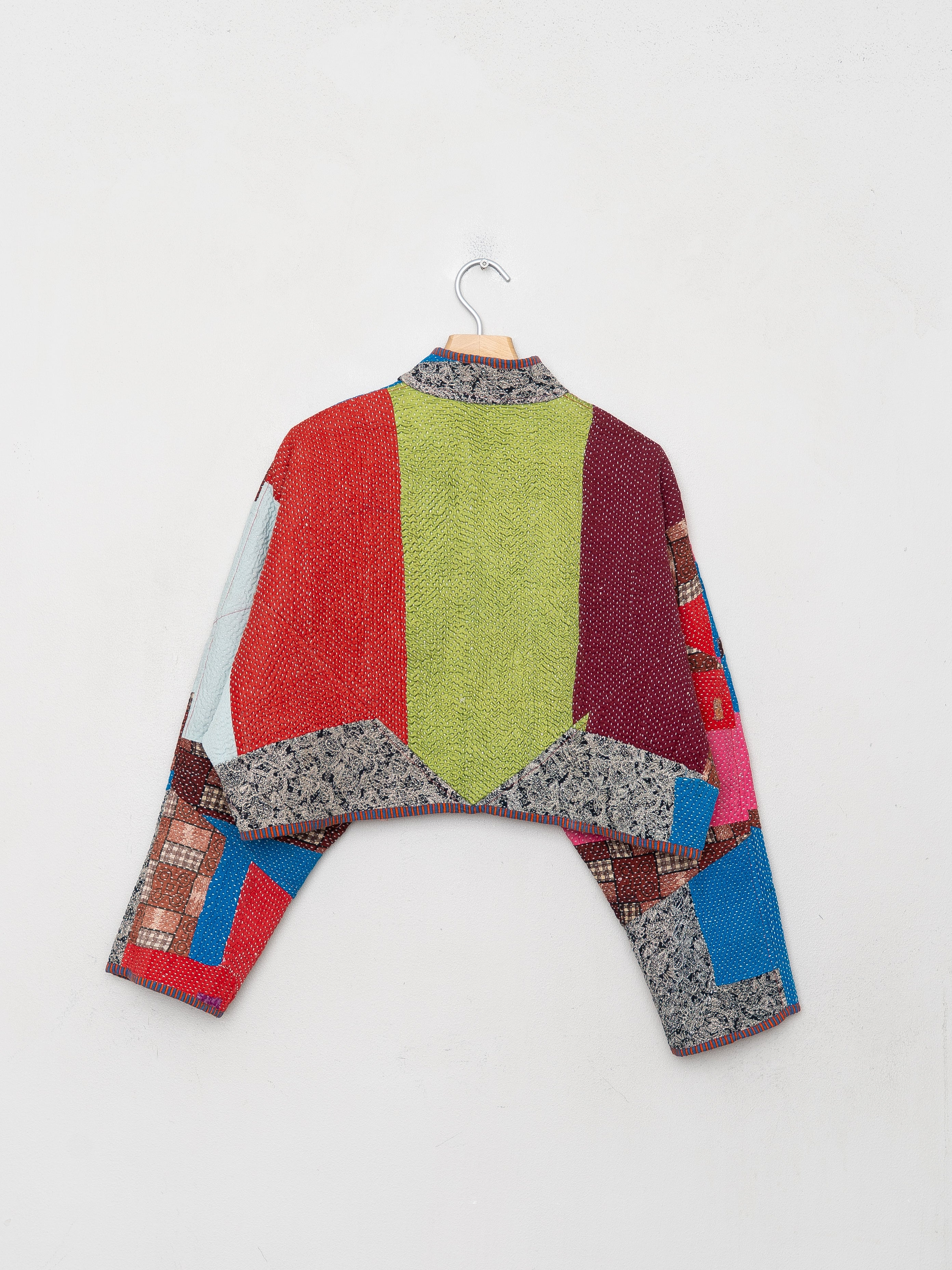 The Kaira Cropped Quilted Patchwork Kantha Jacket