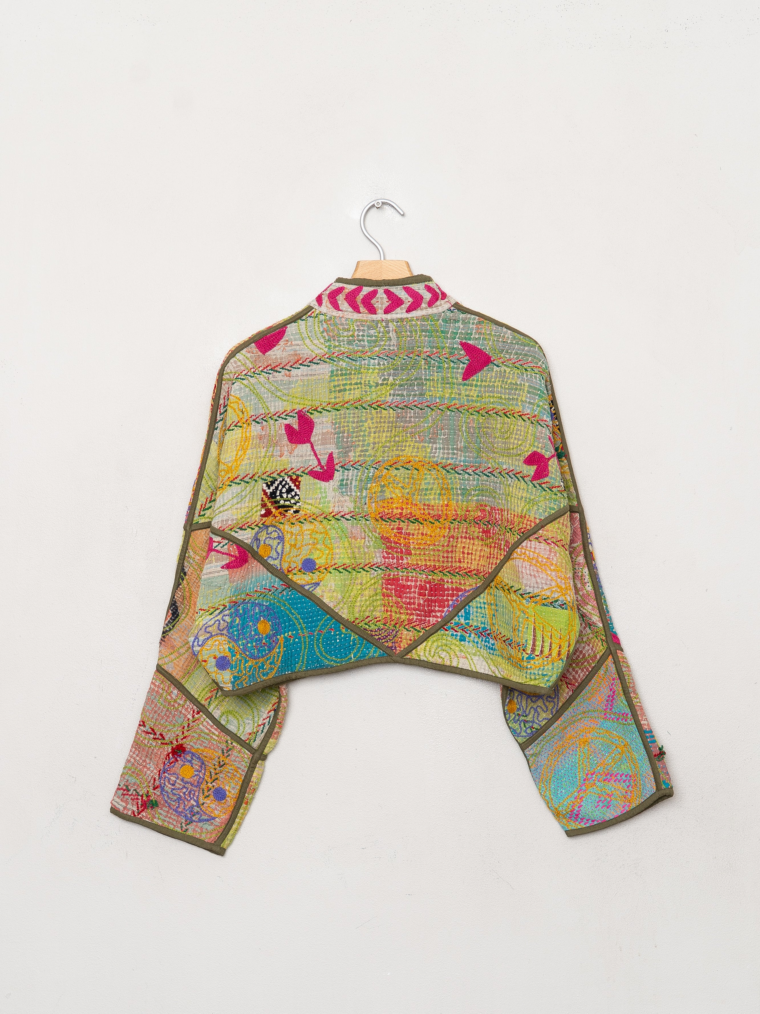 The Kaira Cropped Suzani Quilted Kantha Jacket