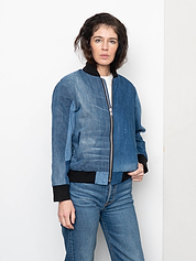 The Veda Denim Bomber Jacket - Small