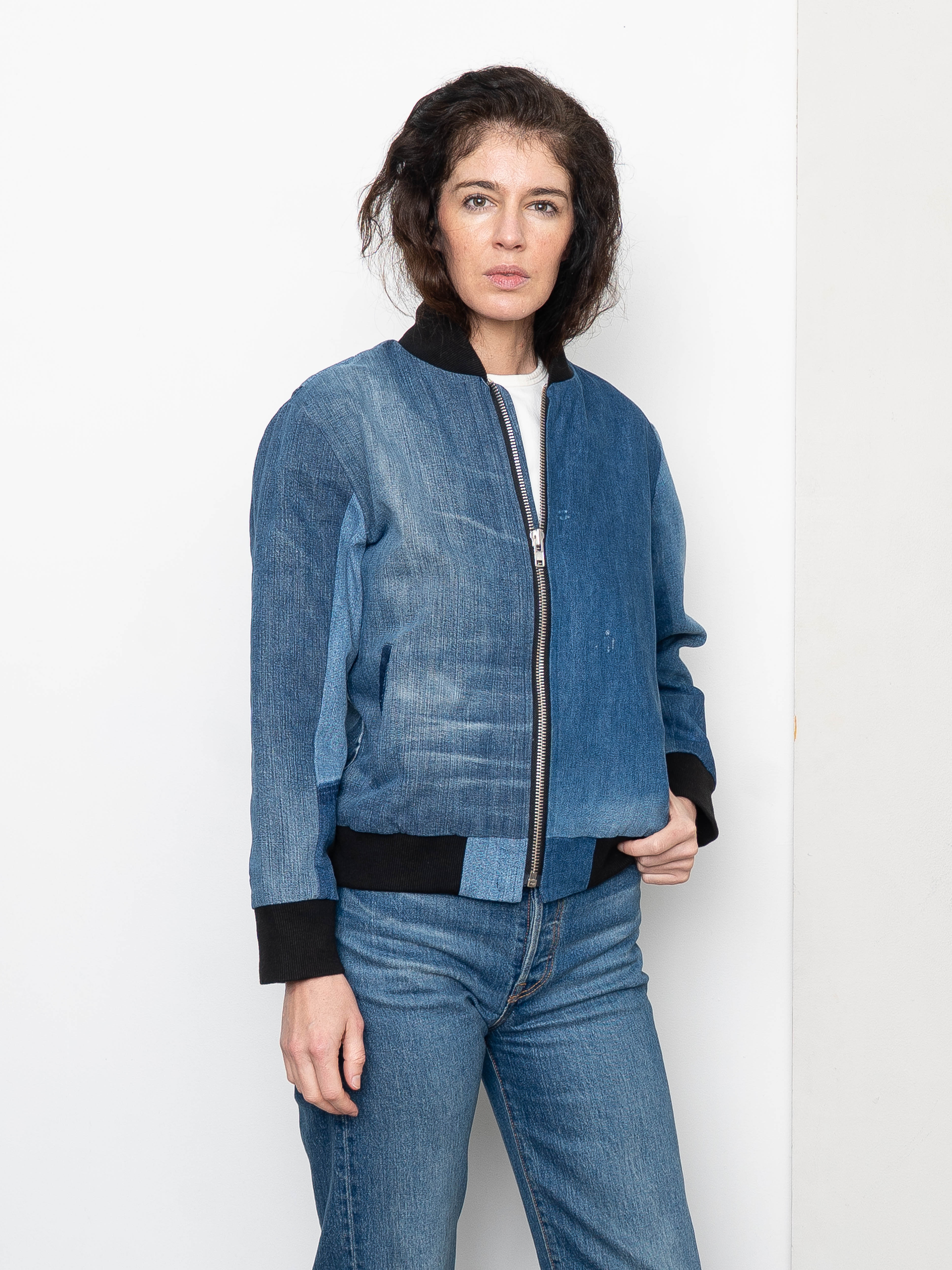 The Veda Denim Bomber Jacket - Small