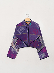 The Kaira Cropped Quilted Patchwork Kantha Jacket