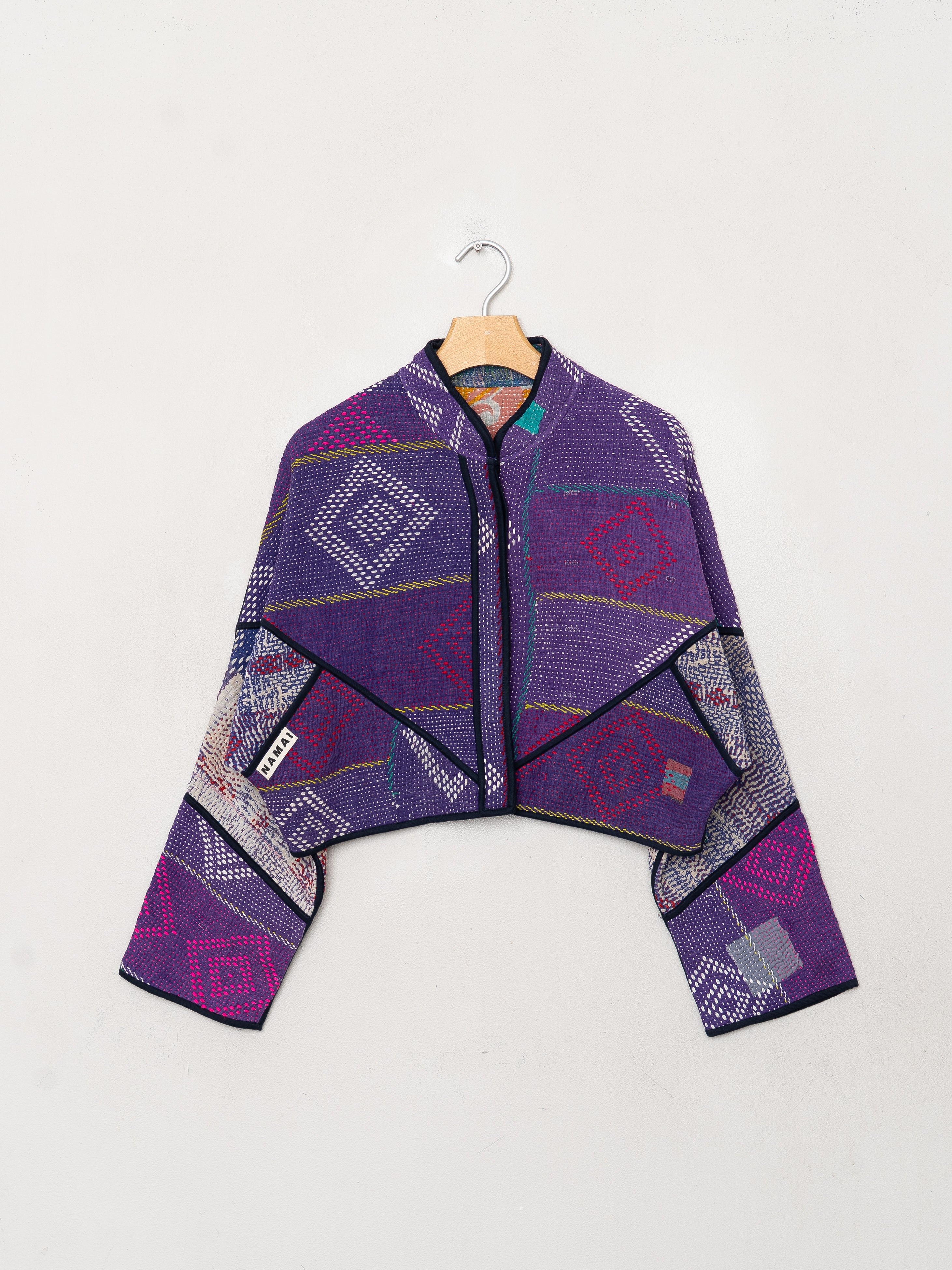 The Kaira Cropped Quilted Patchwork Kantha Jacket