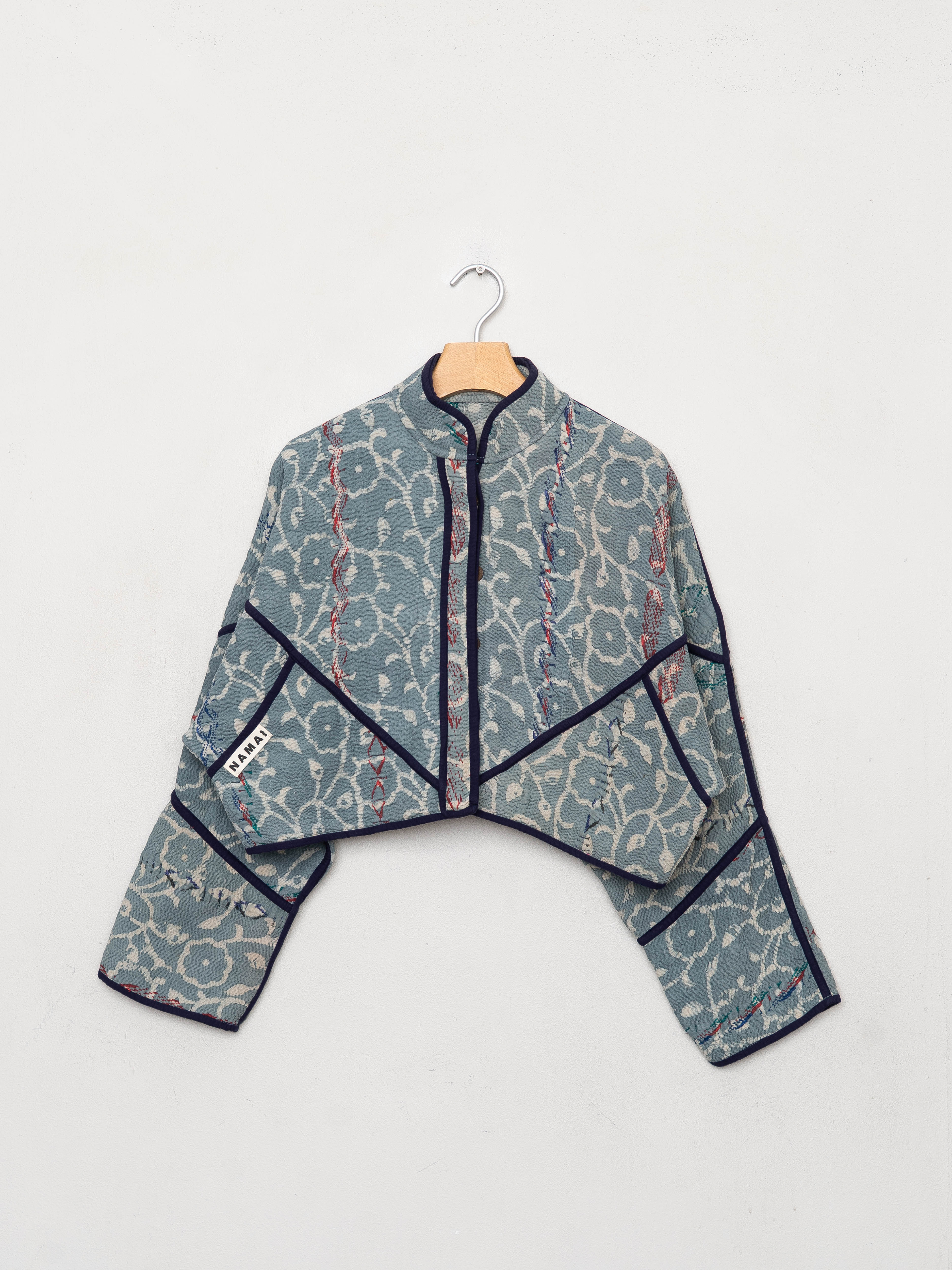 The Kaira Cropped Quilted Indigo Kantha Jacket
