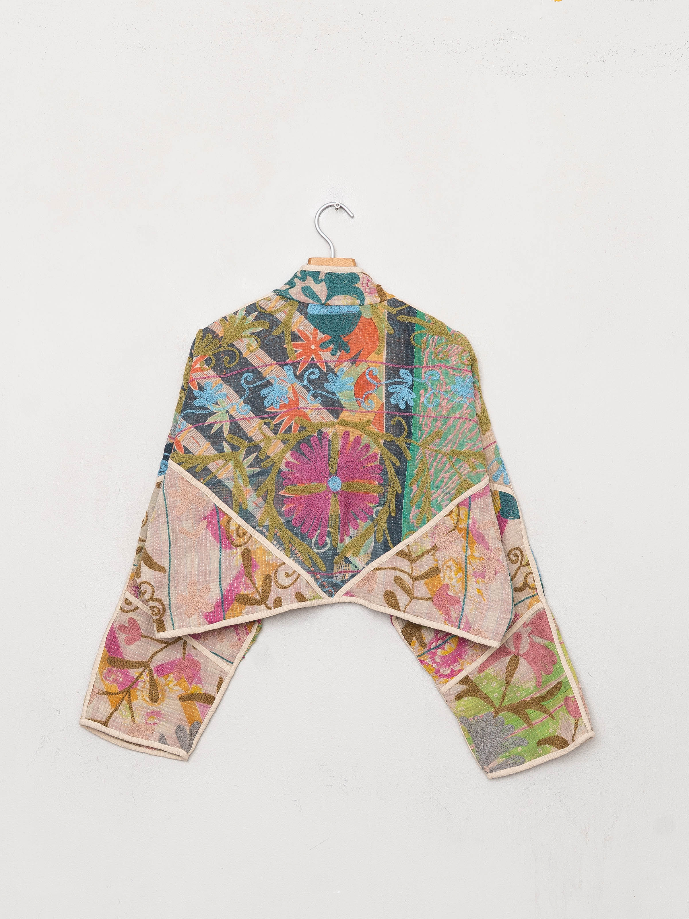 The Kaira Cropped Suzani Quilted Kantha Jacket