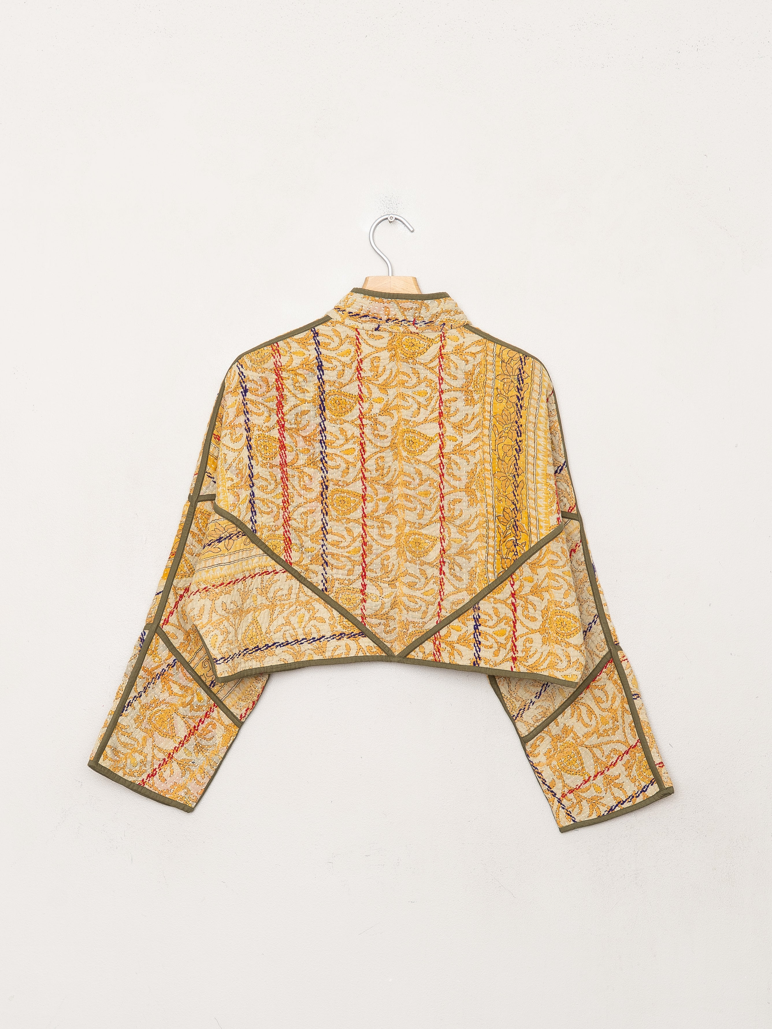 The Kaira Cropped Quilted Patchwork Kantha Jacket