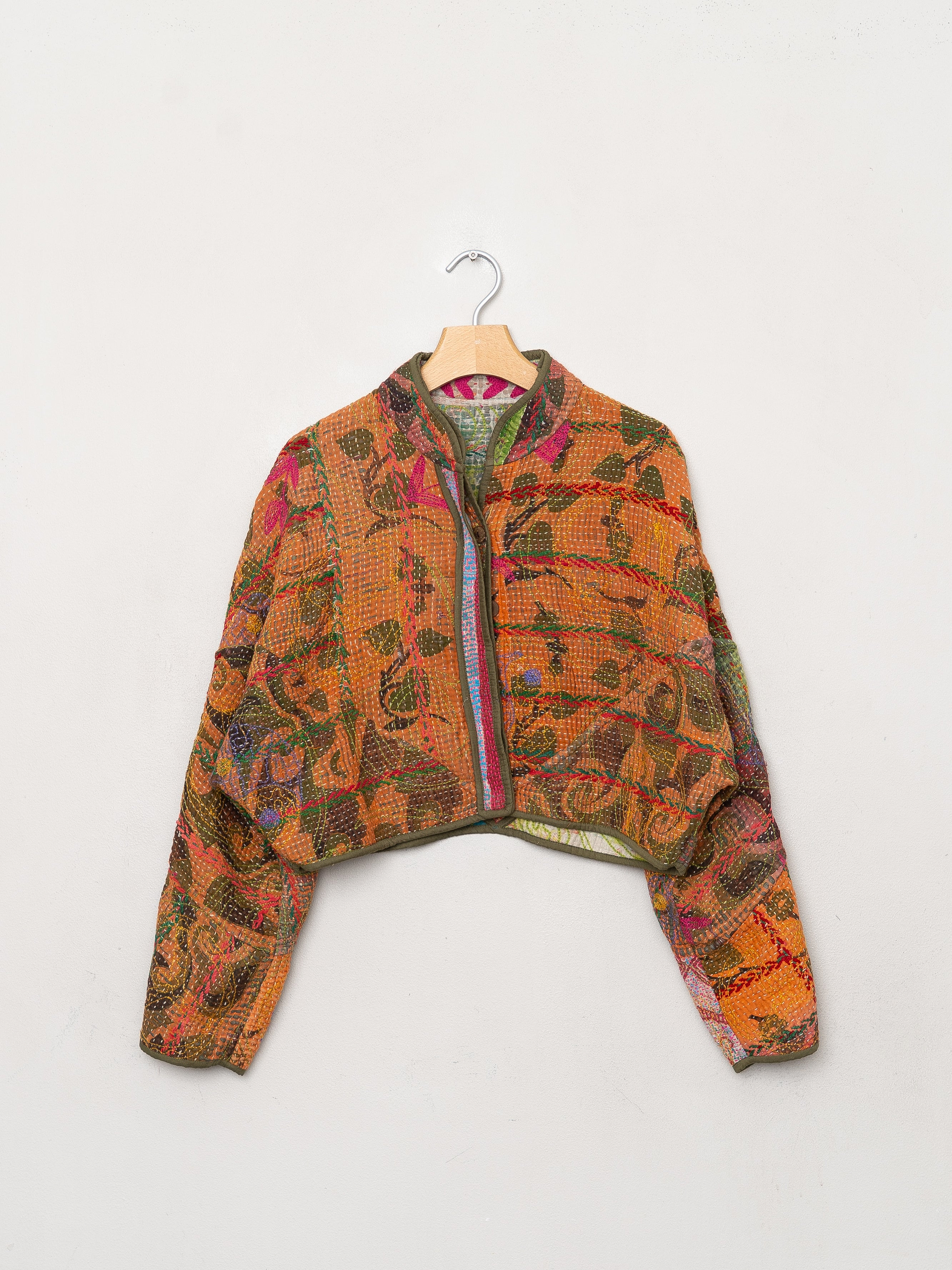 The Kaira Cropped Suzani Quilted Kantha Jacket