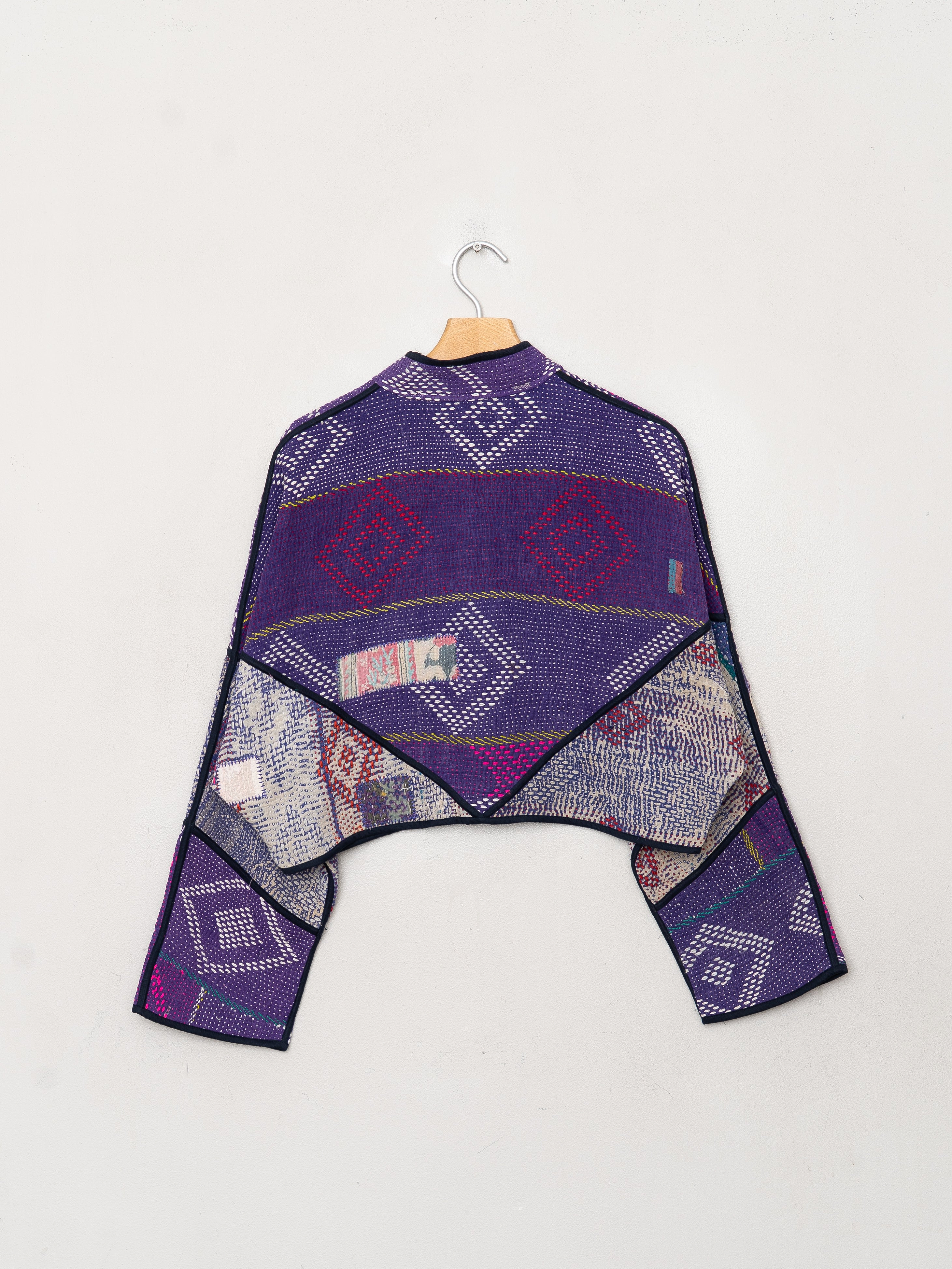 The Kaira Cropped Quilted Patchwork Kantha Jacket