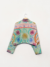 The Kaira Cropped Suzani Quilted Kantha Jacket