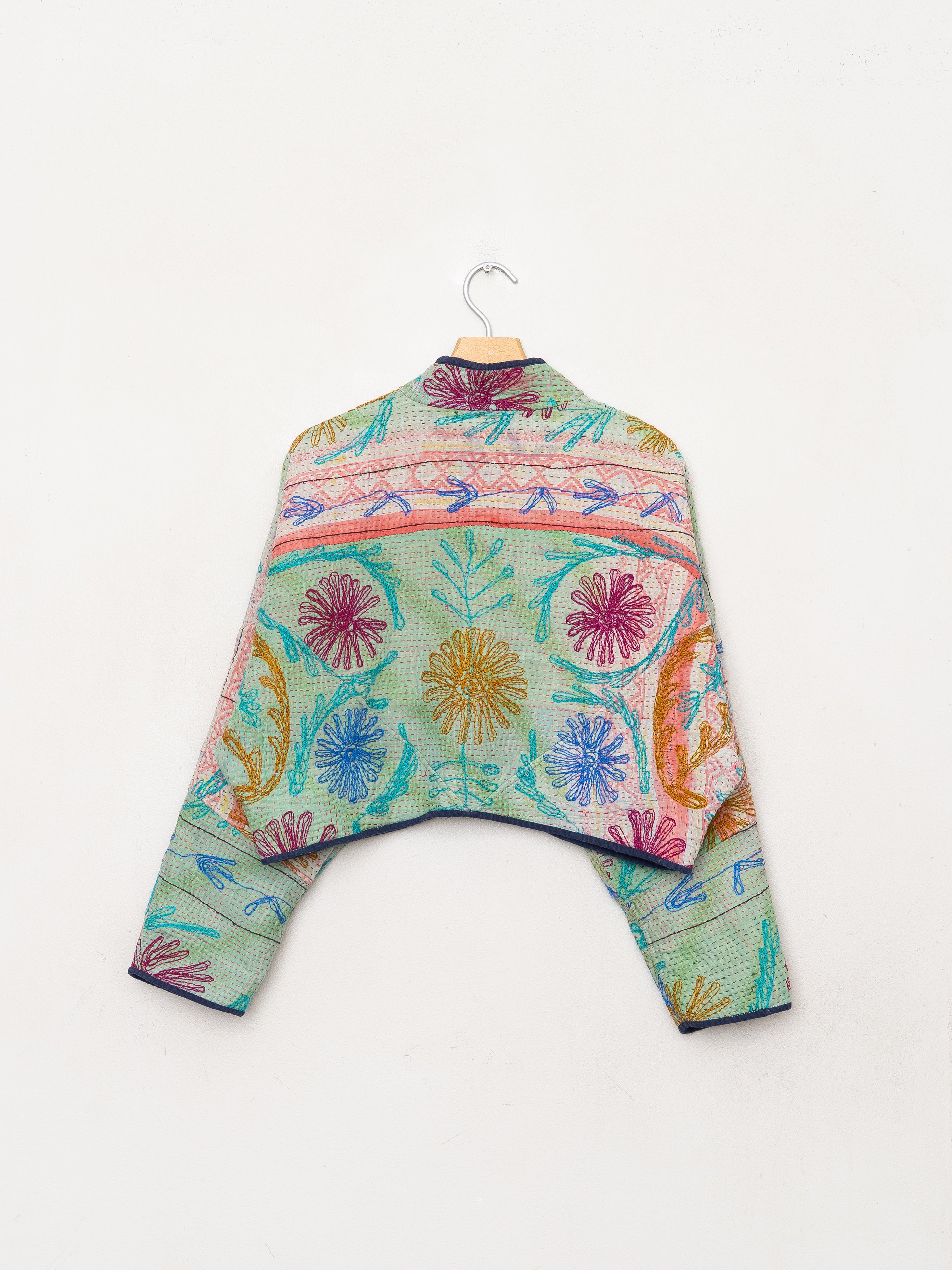 The Kaira Cropped Suzani Quilted Kantha Jacket