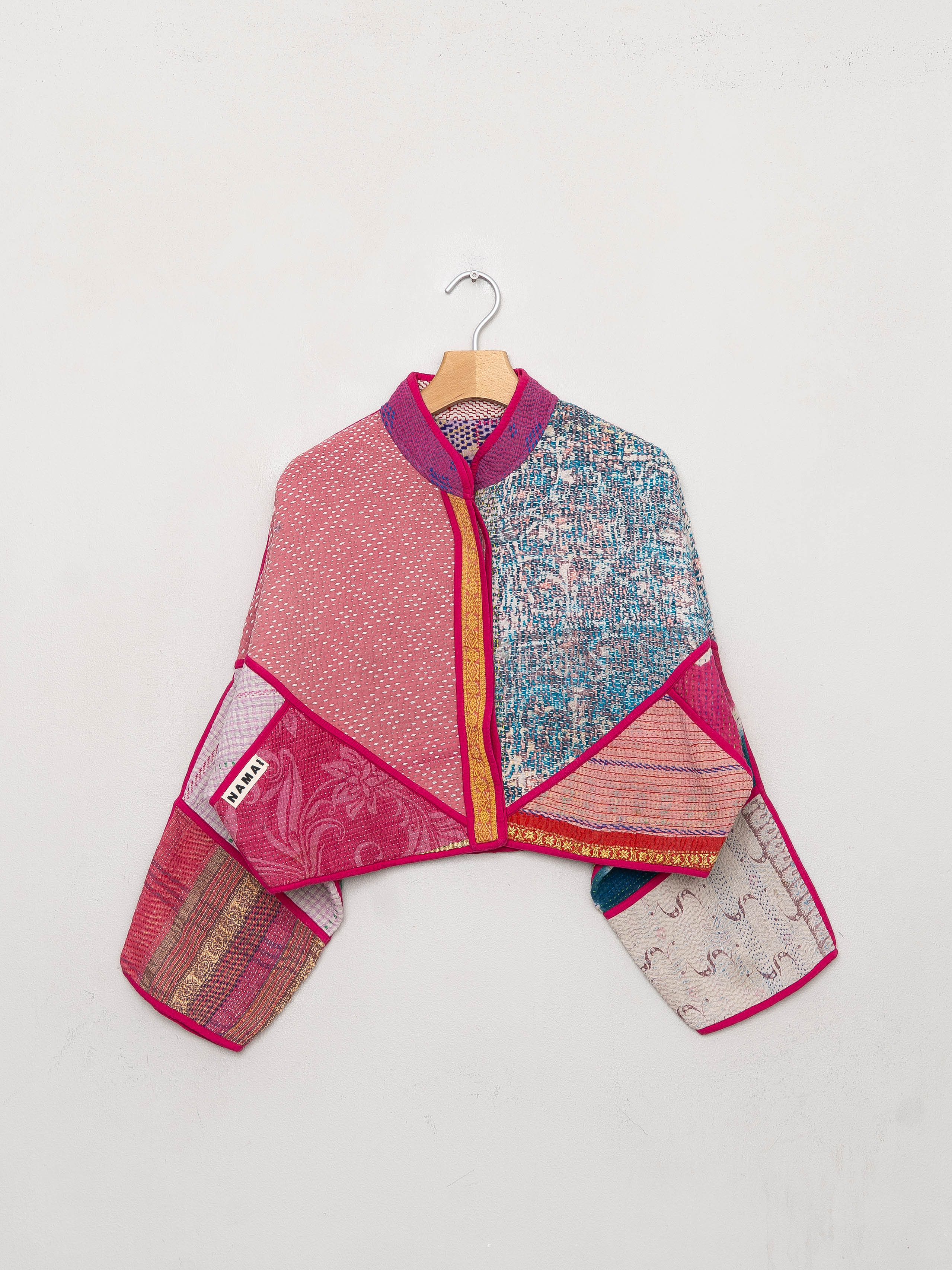 The Kaira Cropped Quilted Patchwork Kantha Jacket