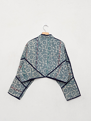 The Kaira Cropped Quilted Indigo Kantha Jacket