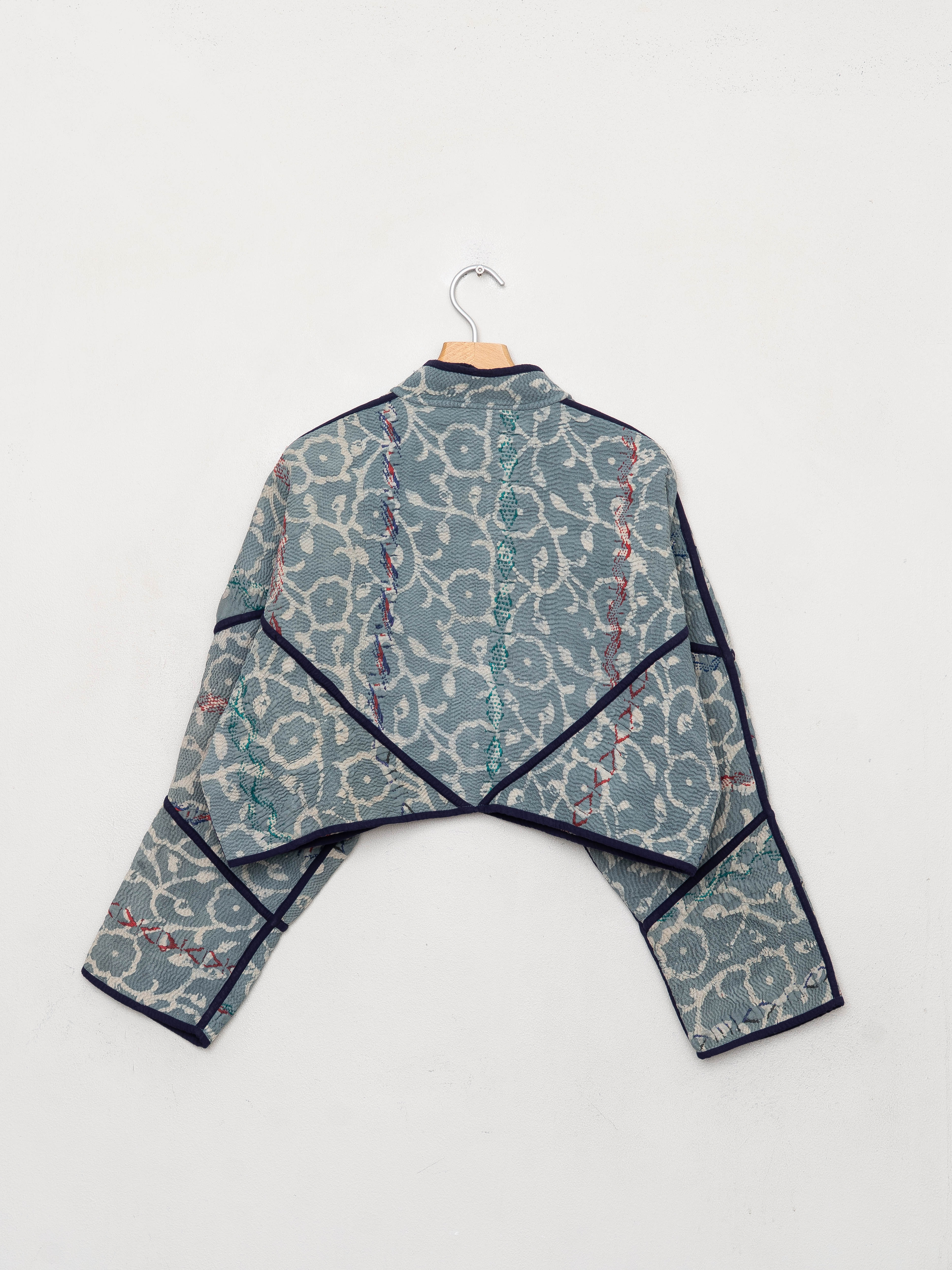 The Kaira Cropped Quilted Indigo Kantha Jacket