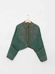 The Kaira Cropped Quilted Indigo Kantha Jacket