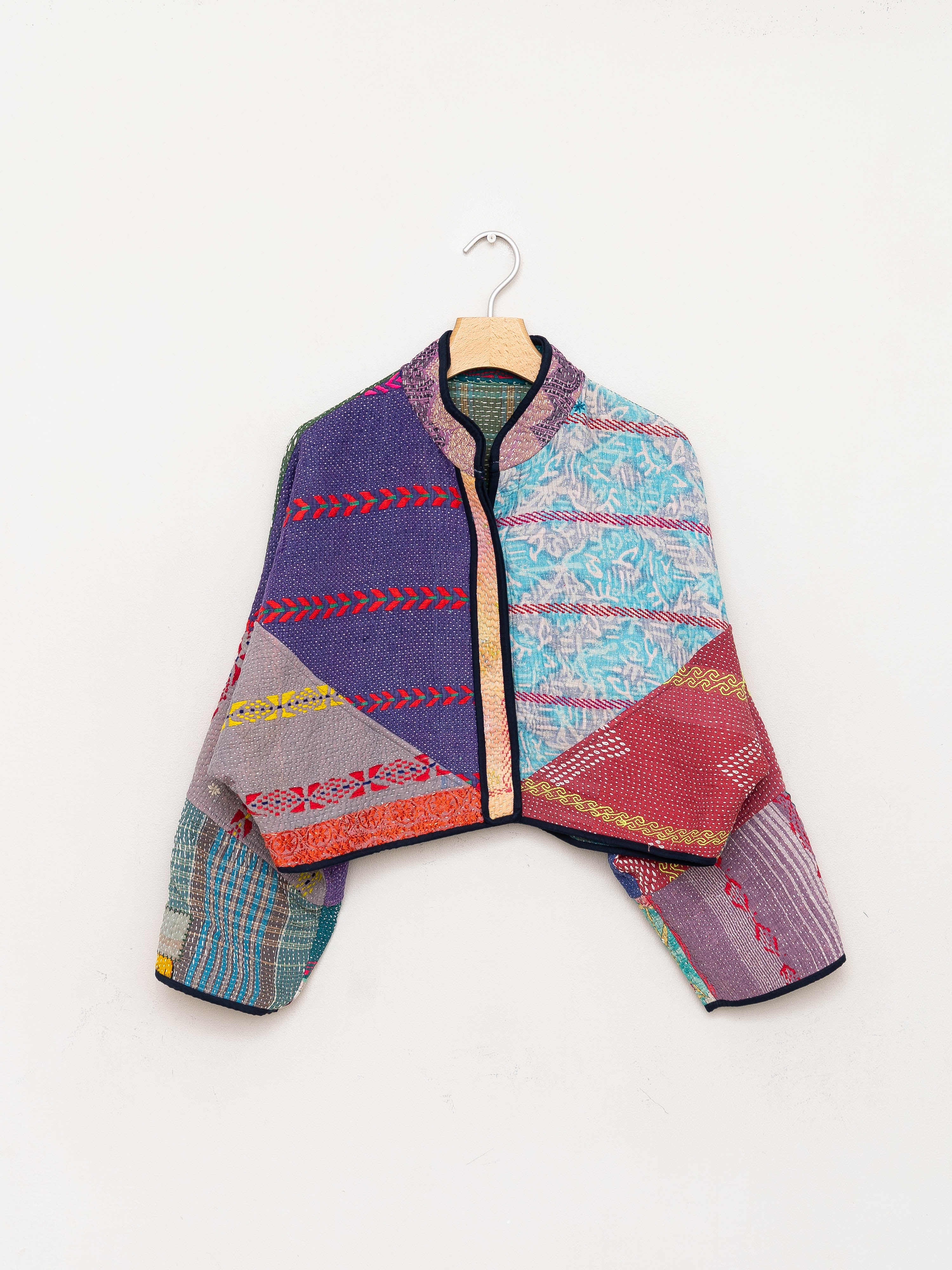 The Kaira Cropped Quilted Patchwork Kantha Jacket