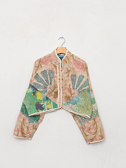 The Kaira Cropped Suzani Quilted Kantha Jacket