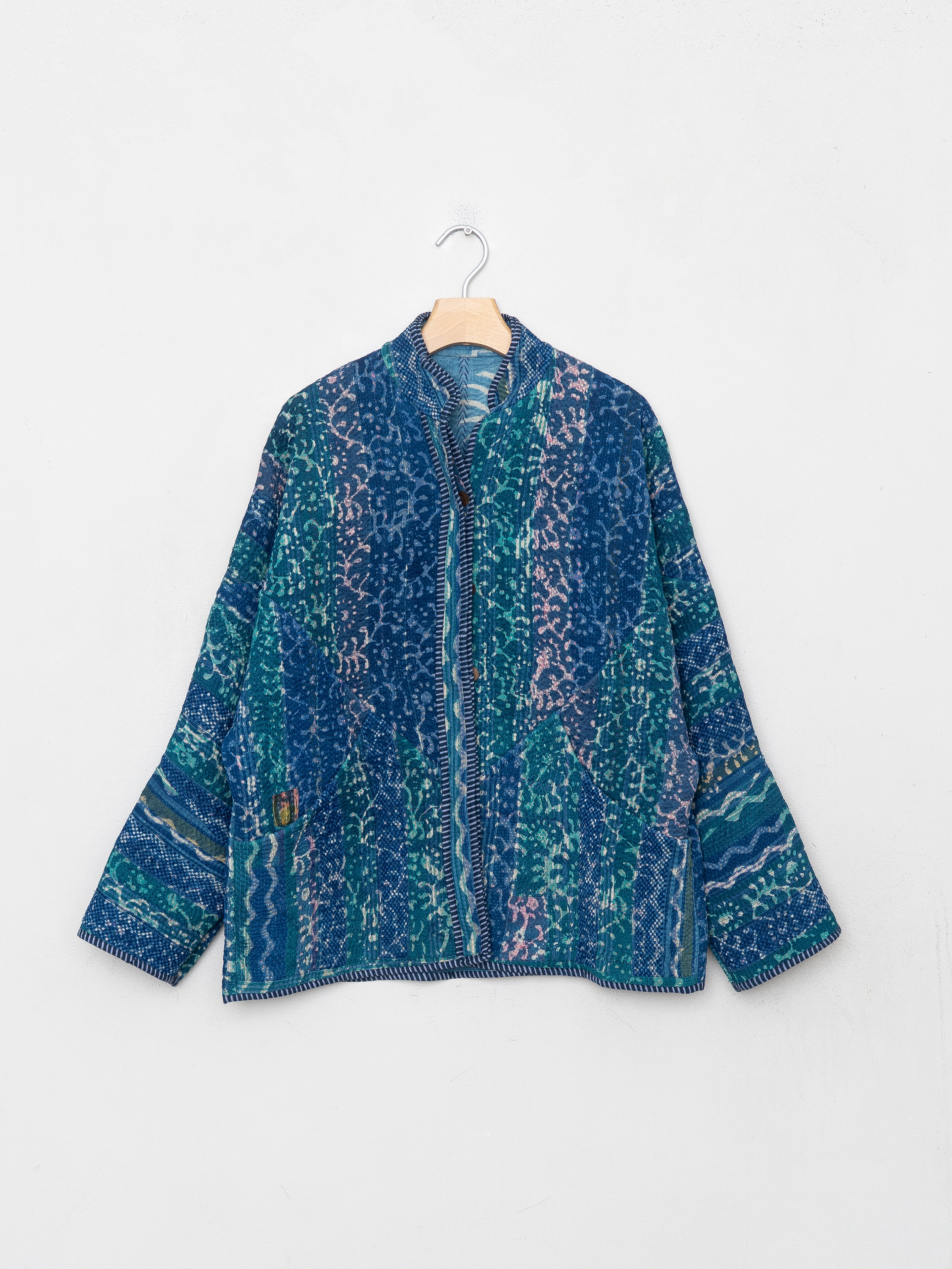 The Ladhiya Quilted Indigo Kantha Jacket
