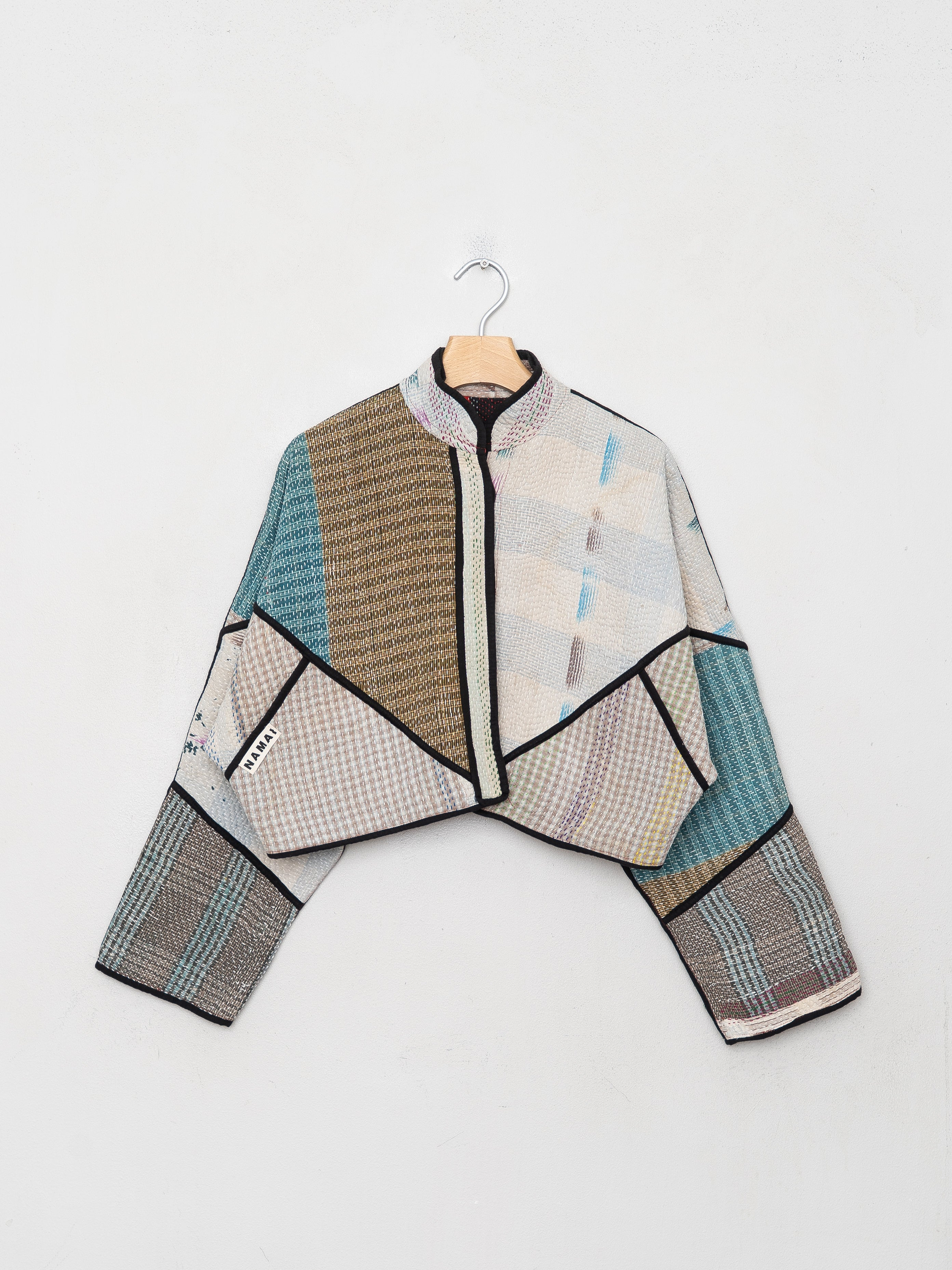 The Kaira Cropped Quilted Patchwork Kantha Jacket