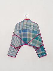 The Kaira Cropped Quilted Patchwork Kantha Jacket