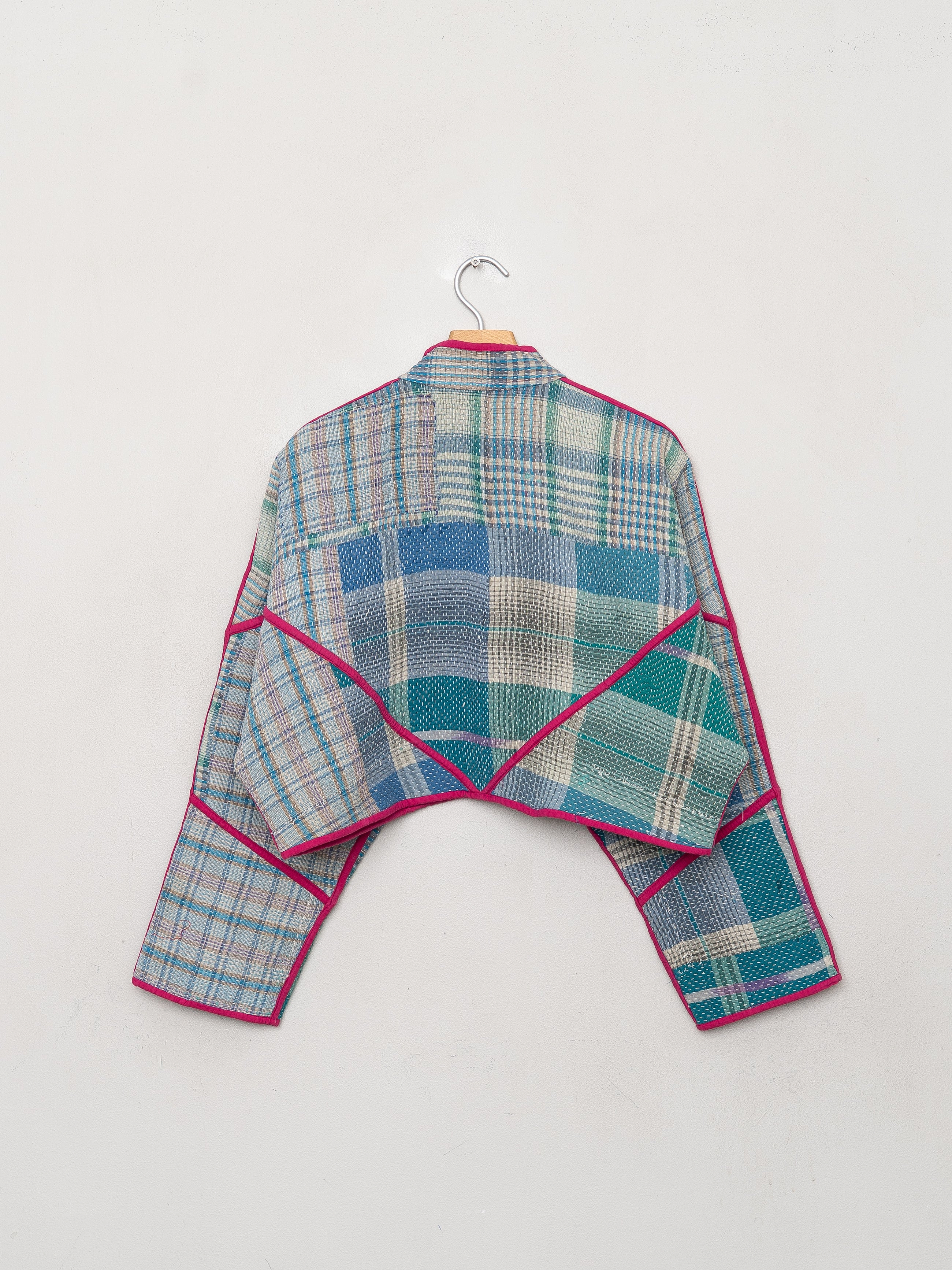 The Kaira Cropped Quilted Patchwork Kantha Jacket