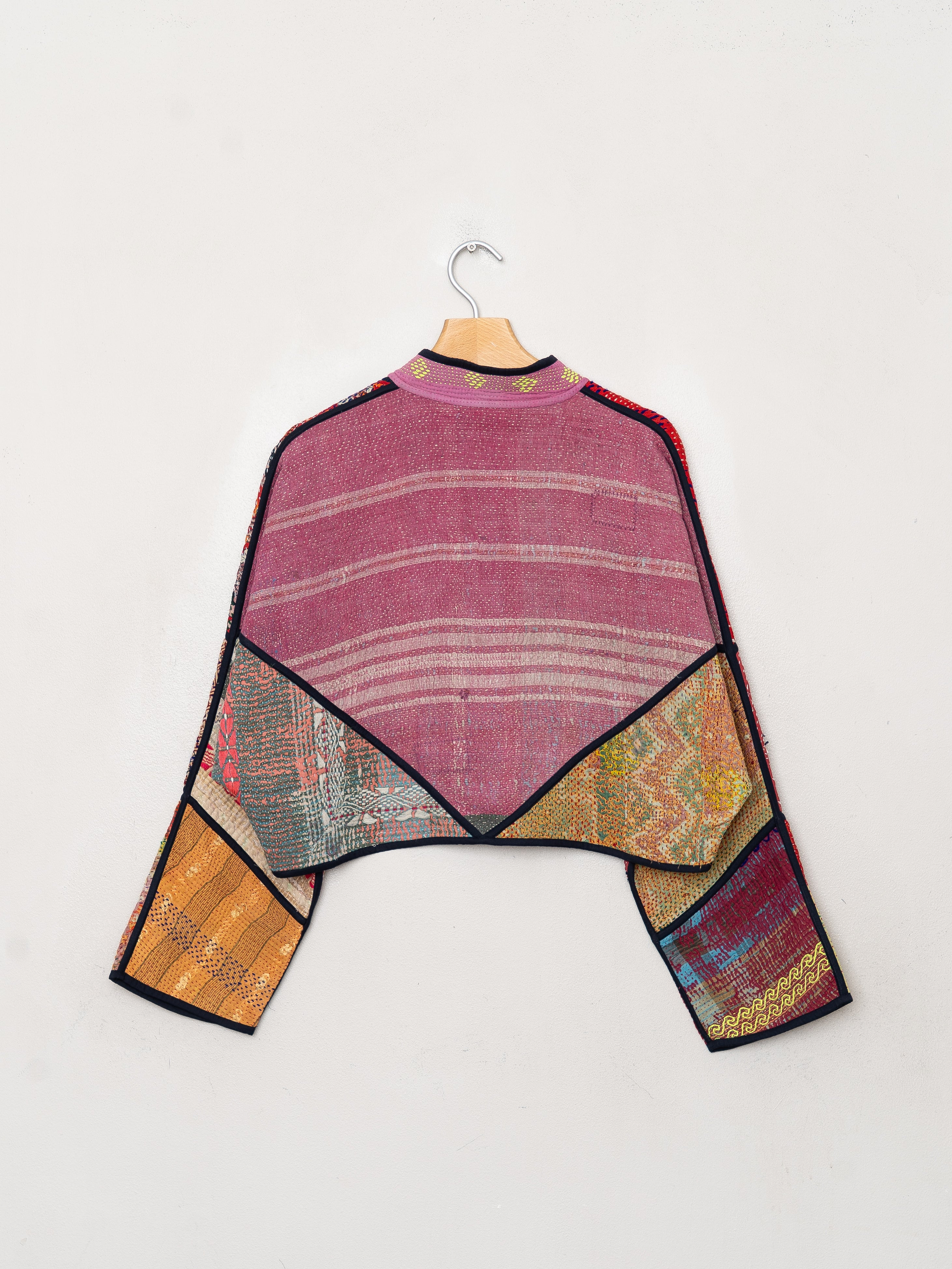 The Kaira Cropped Quilted Patchwork Kantha Jacket