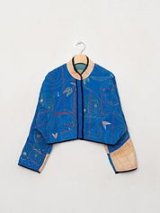 The Kaira Cropped Suzani Quilted Kantha Jacket