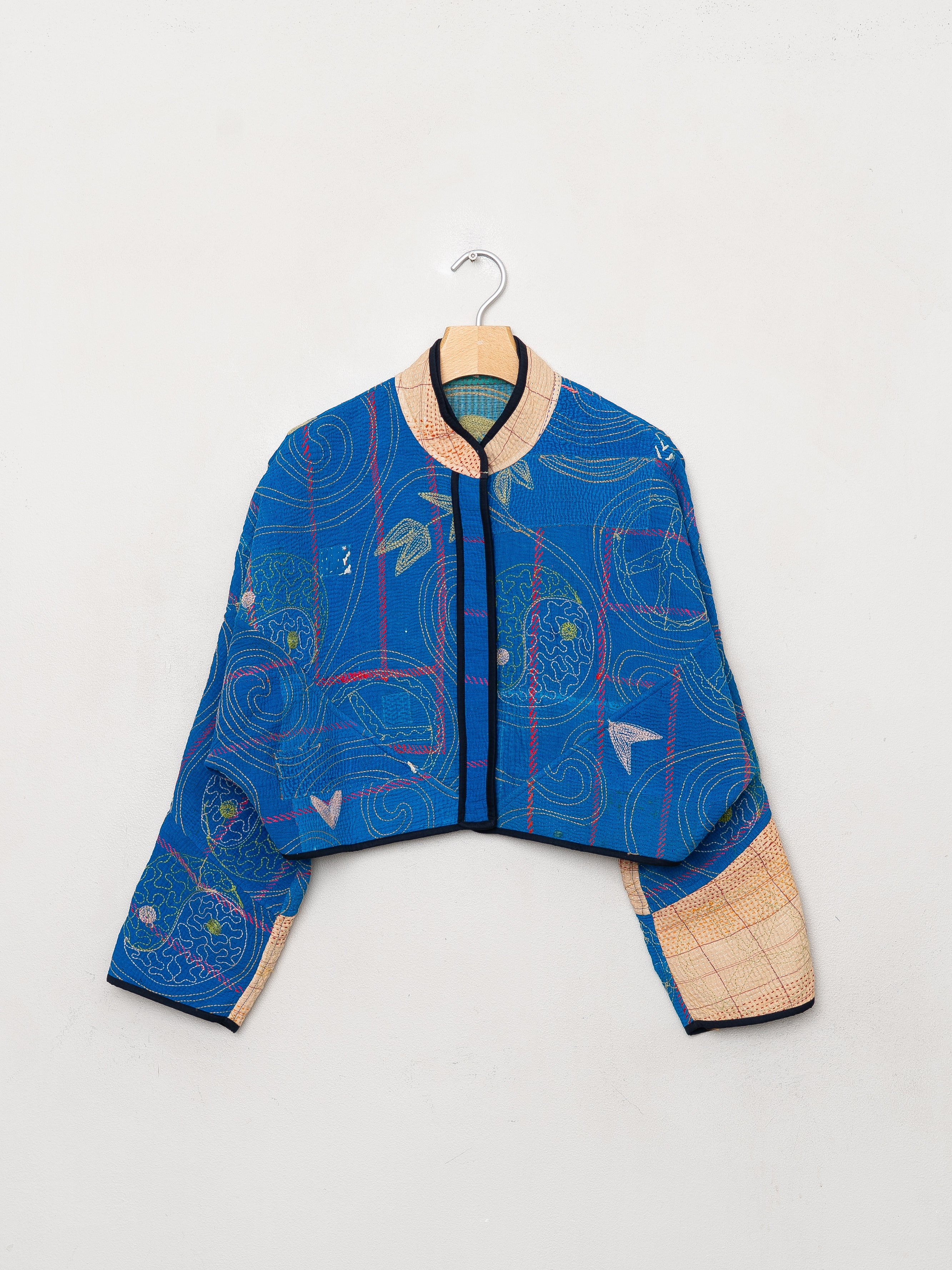 The Kaira Cropped Suzani Quilted Kantha Jacket