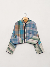 The Kaira Cropped Quilted Patchwork Kantha Jacket