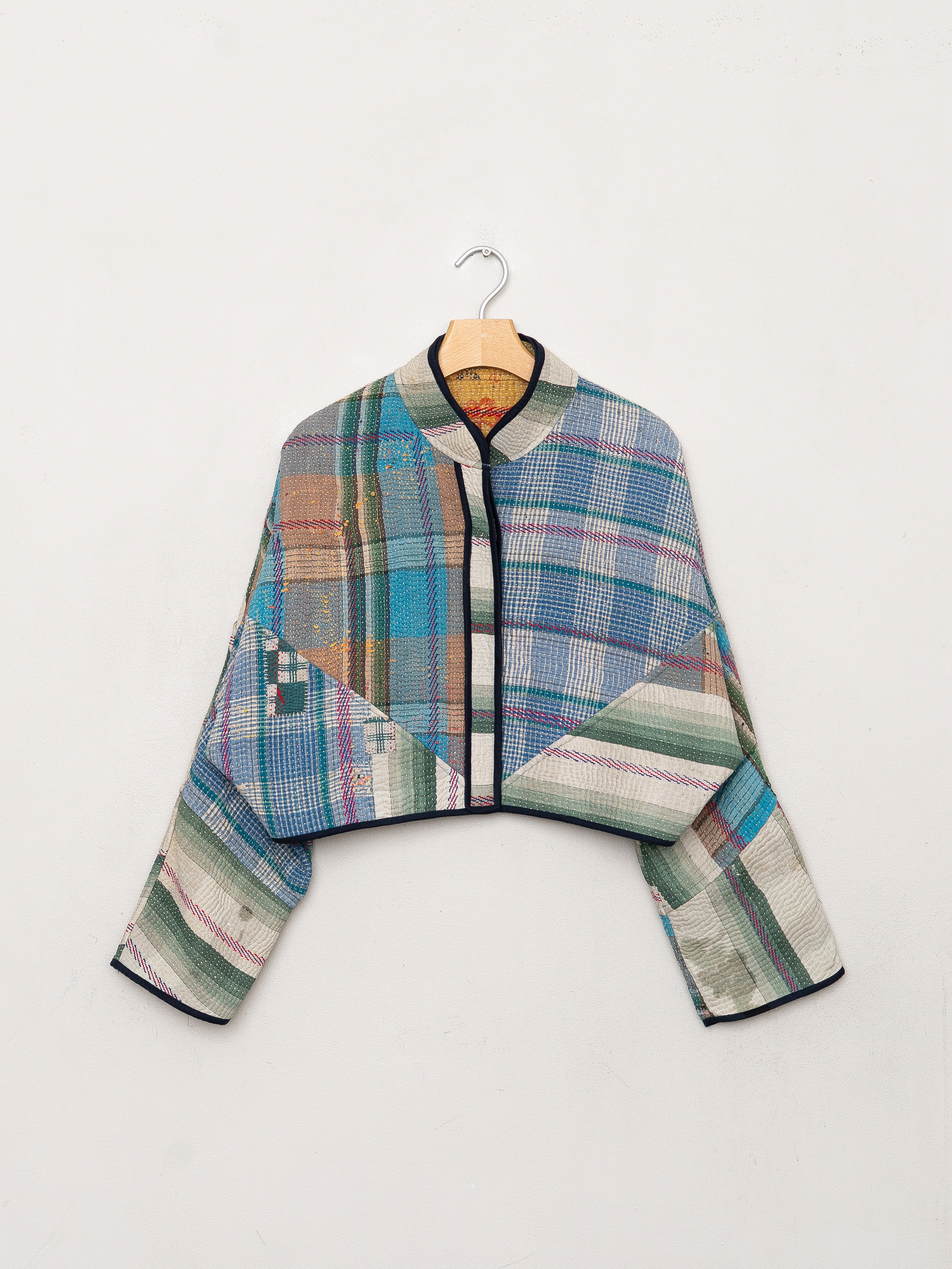 The Kaira Cropped Quilted Patchwork Kantha Jacket