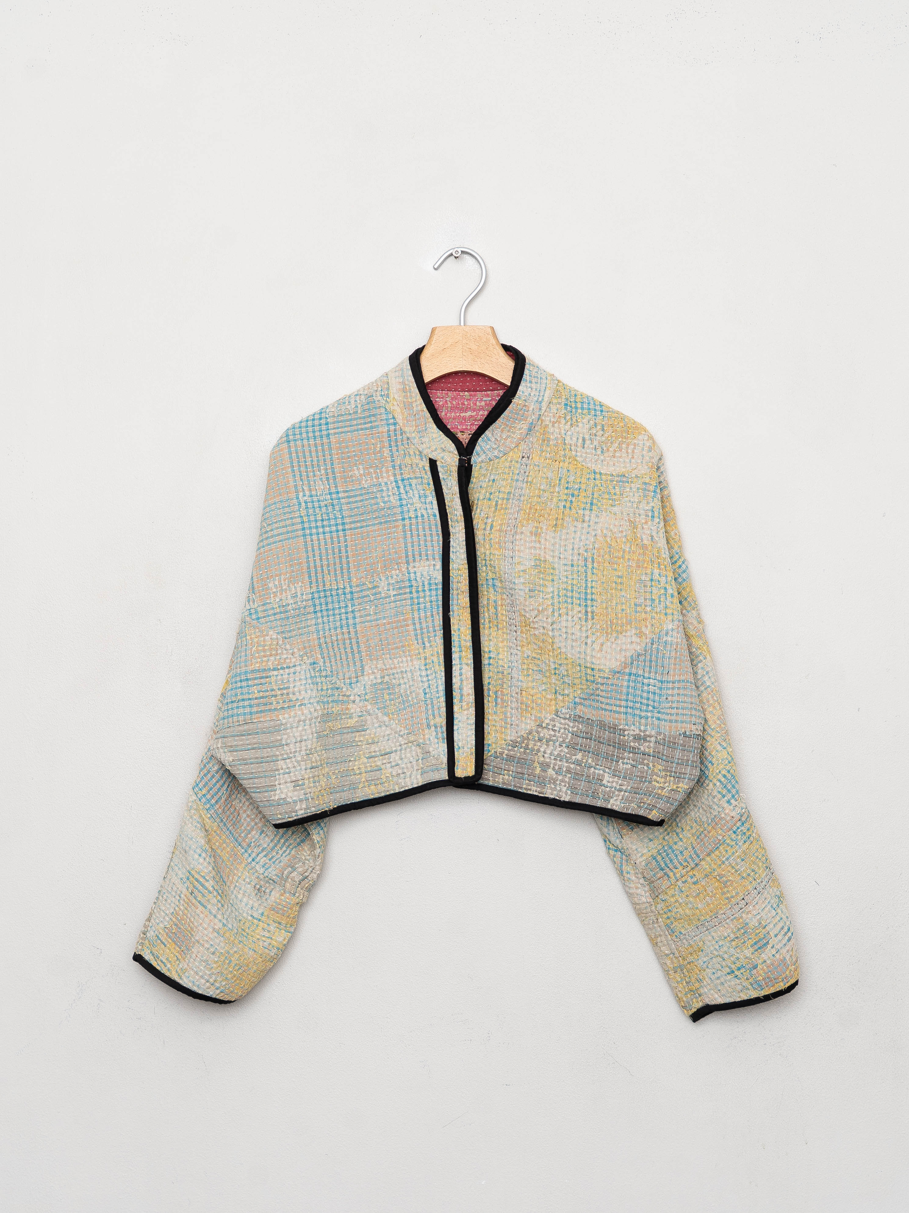 The Kaira Cropped Quilted Patchwork Kantha Jacket