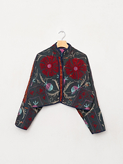 The Kaira Cropped Suzani Quilted Kantha Jacket