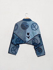 The Kaira Cropped Denim Suzani Jacket - Medium