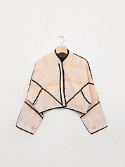 The Kaira Cropped Quilted Patchwork Kantha Jacket