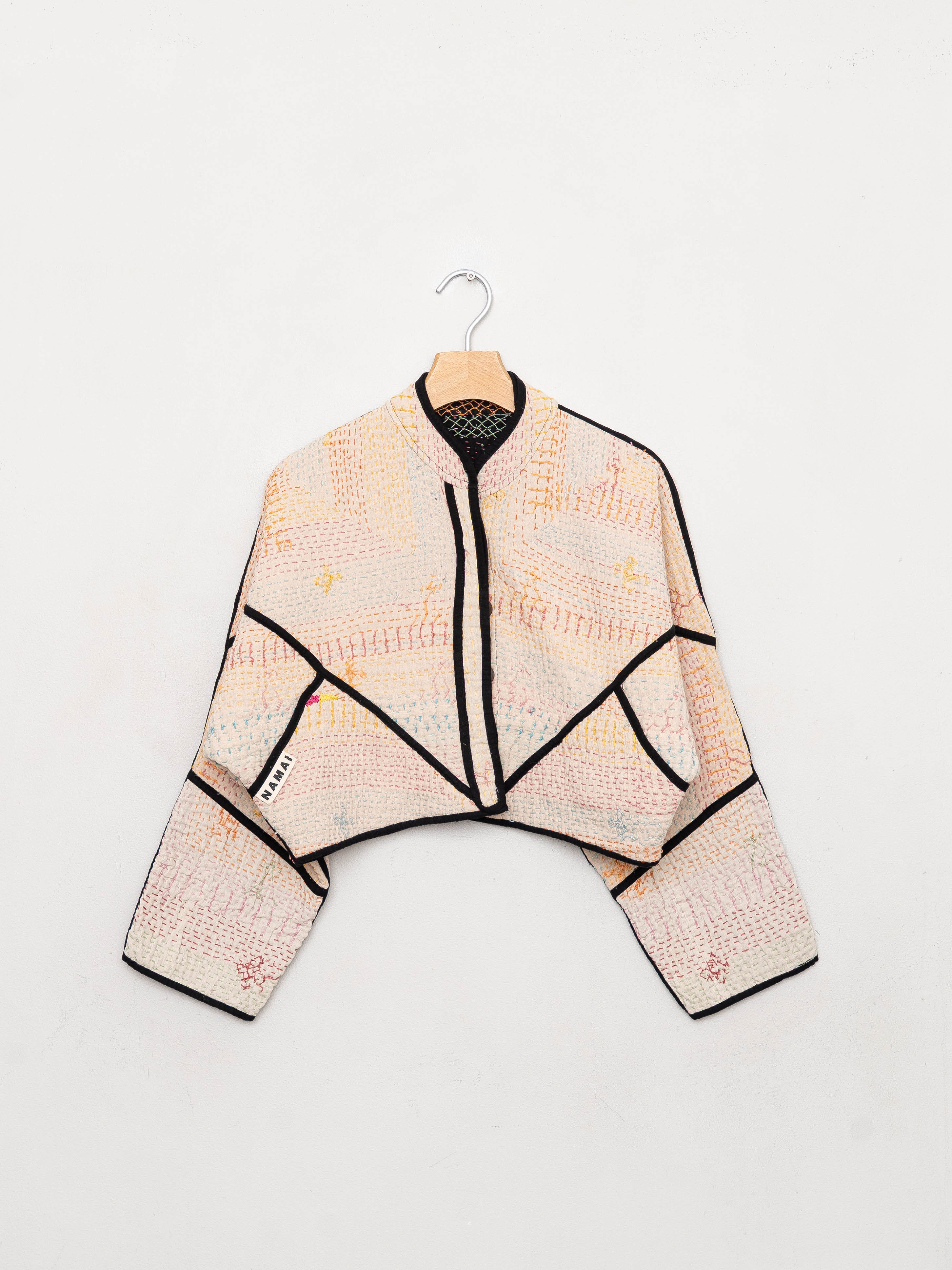The Kaira Cropped Quilted Patchwork Kantha Jacket