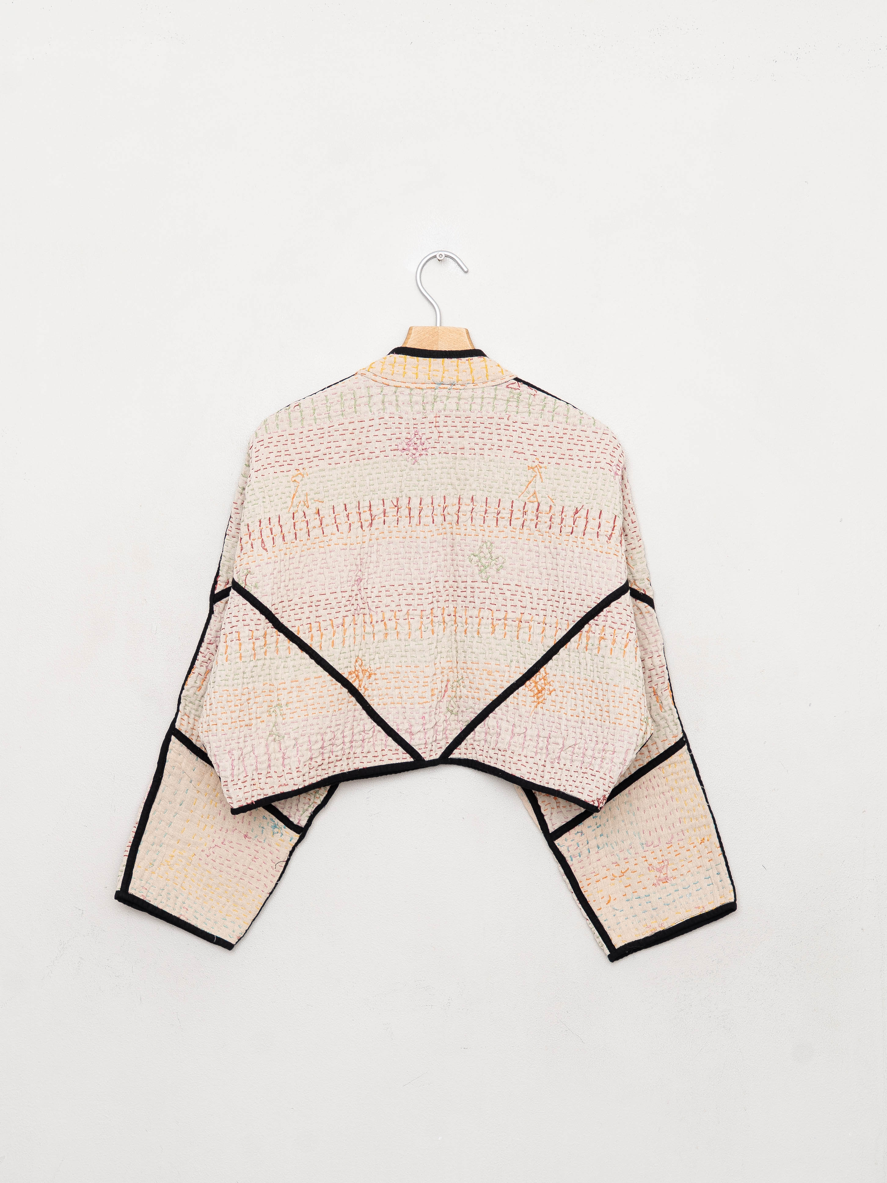 The Kaira Cropped Quilted Patchwork Kantha Jacket
