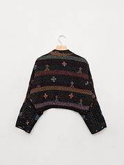 The Kaira Cropped Quilted Patchwork Kantha Jacket