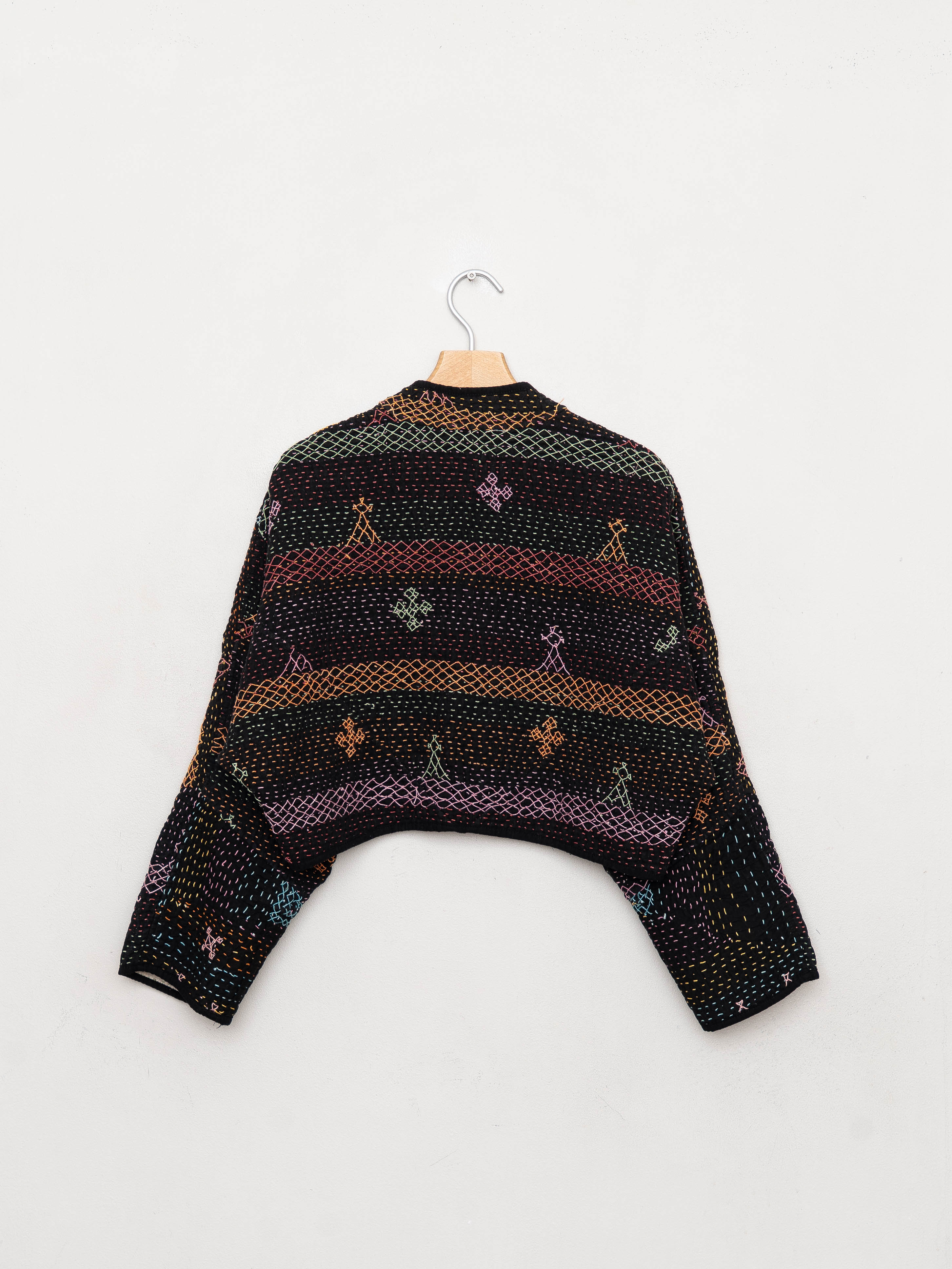 The Kaira Cropped Quilted Patchwork Kantha Jacket
