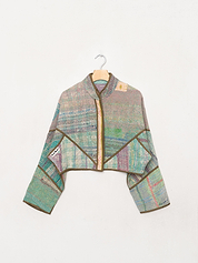 The Kaira Cropped Quilted Patchwork Kantha Jacket