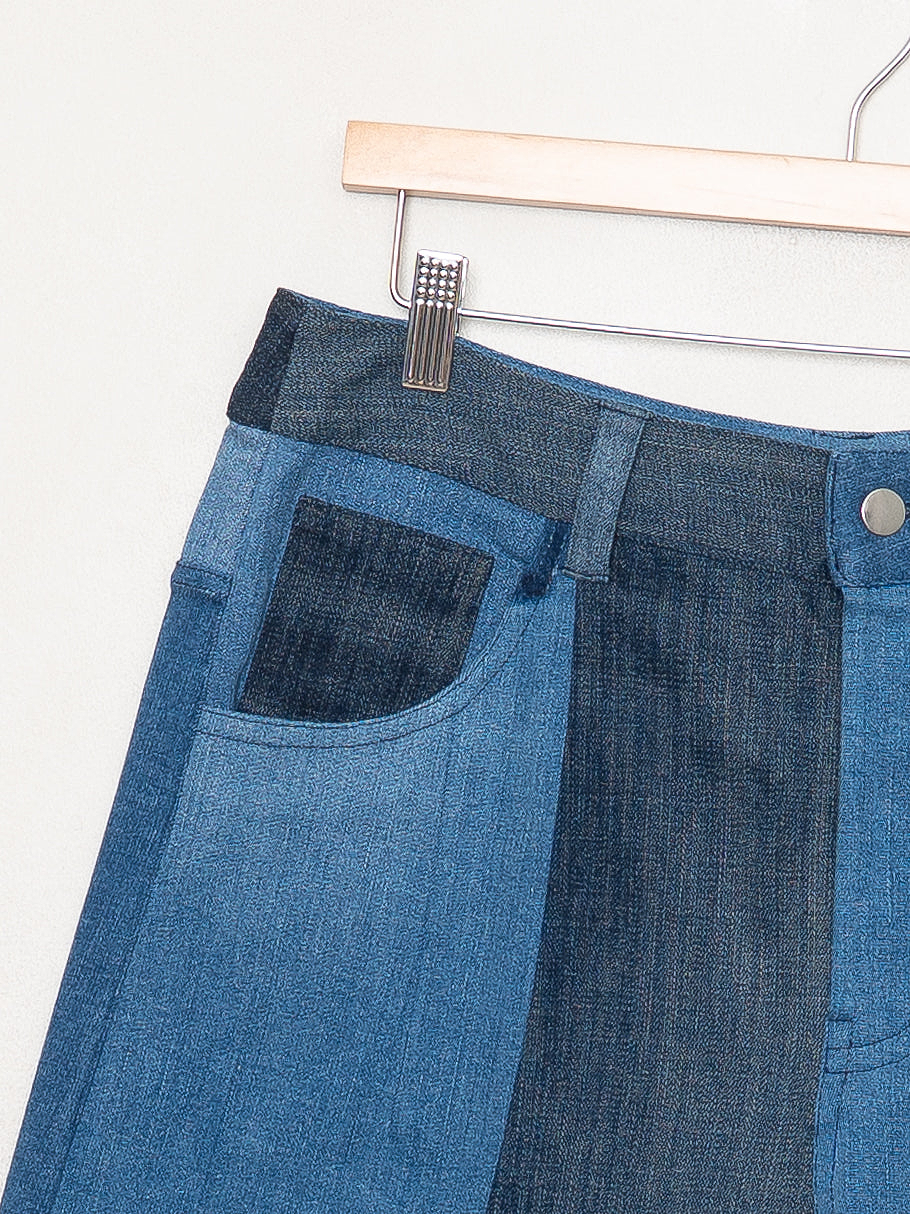 The Bindu Denim Bermuda Culotte Pant - Large