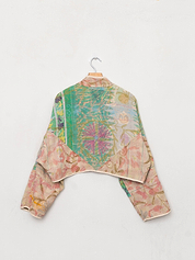 The Kaira Cropped Suzani Quilted Kantha Jacket
