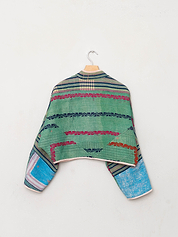 The Kaira Cropped Quilted Patchwork Kantha Jacket