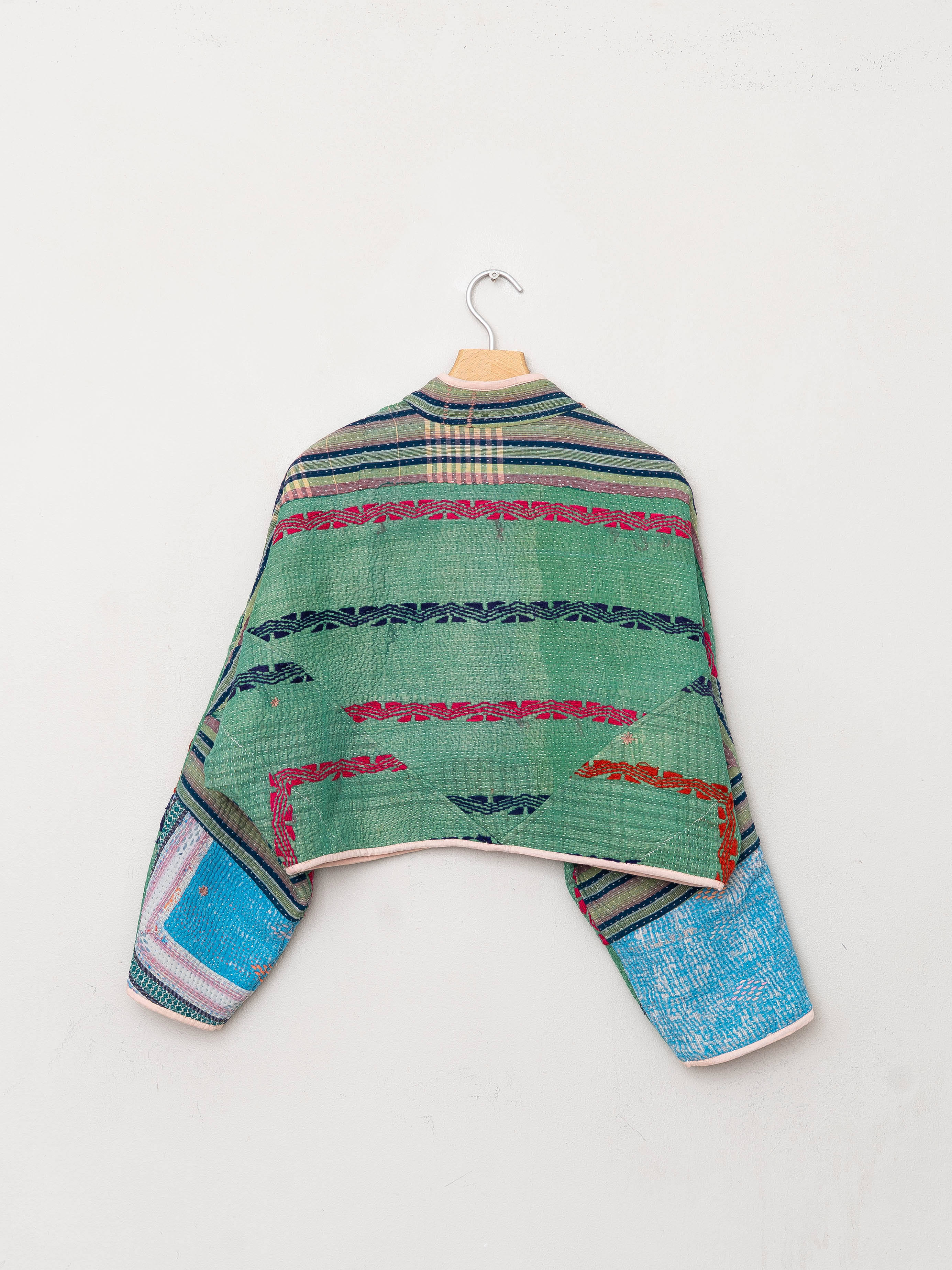 The Kaira Cropped Quilted Patchwork Kantha Jacket