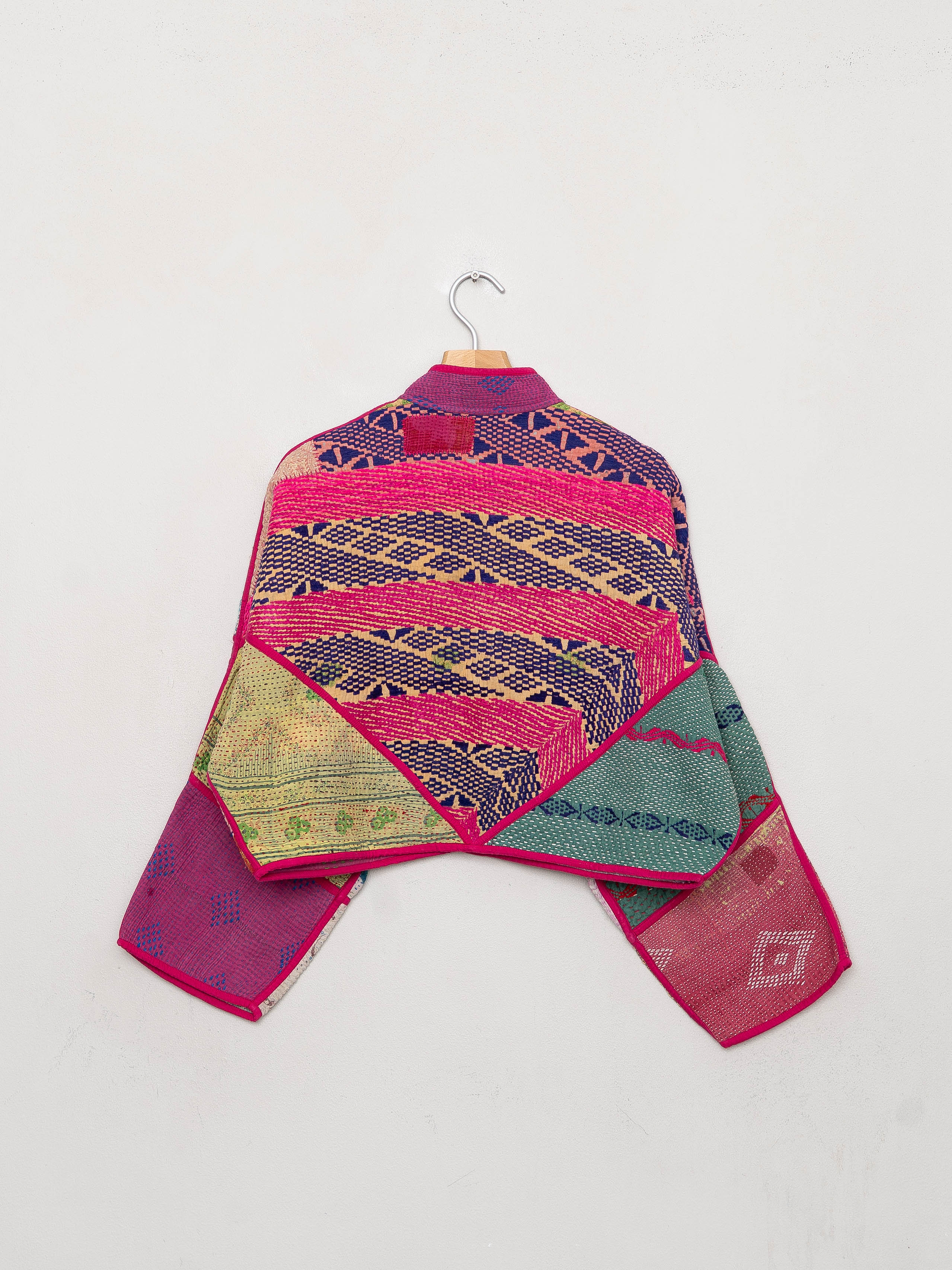 The Kaira Cropped Quilted Patchwork Kantha Jacket