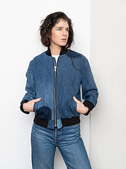 The Veda Denim Bomber Jacket - Small